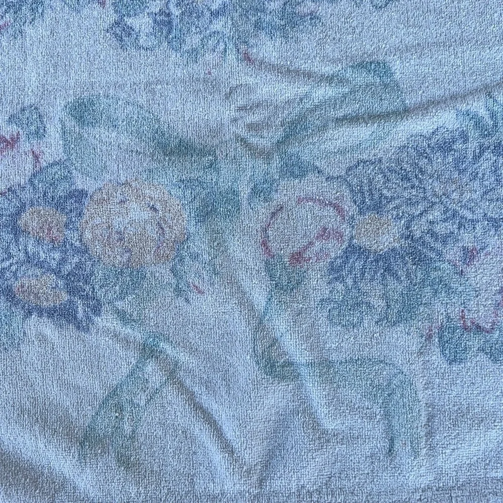 Vintage Cottagecore Floral Bow Coquette Bath Towel Cotton Velour 26” x 45” GUC